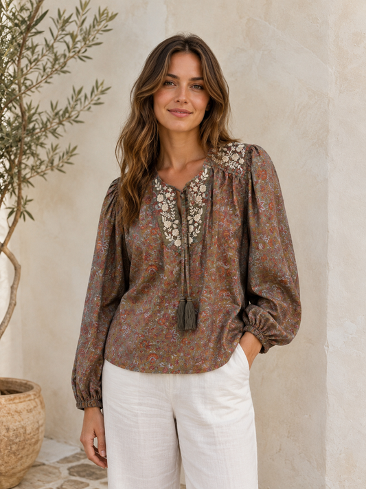 Lolita Embroidered Silk Blouse 010 -  S
