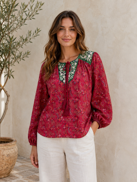 Lolita Embroidered Silk Blouse 054 - S
