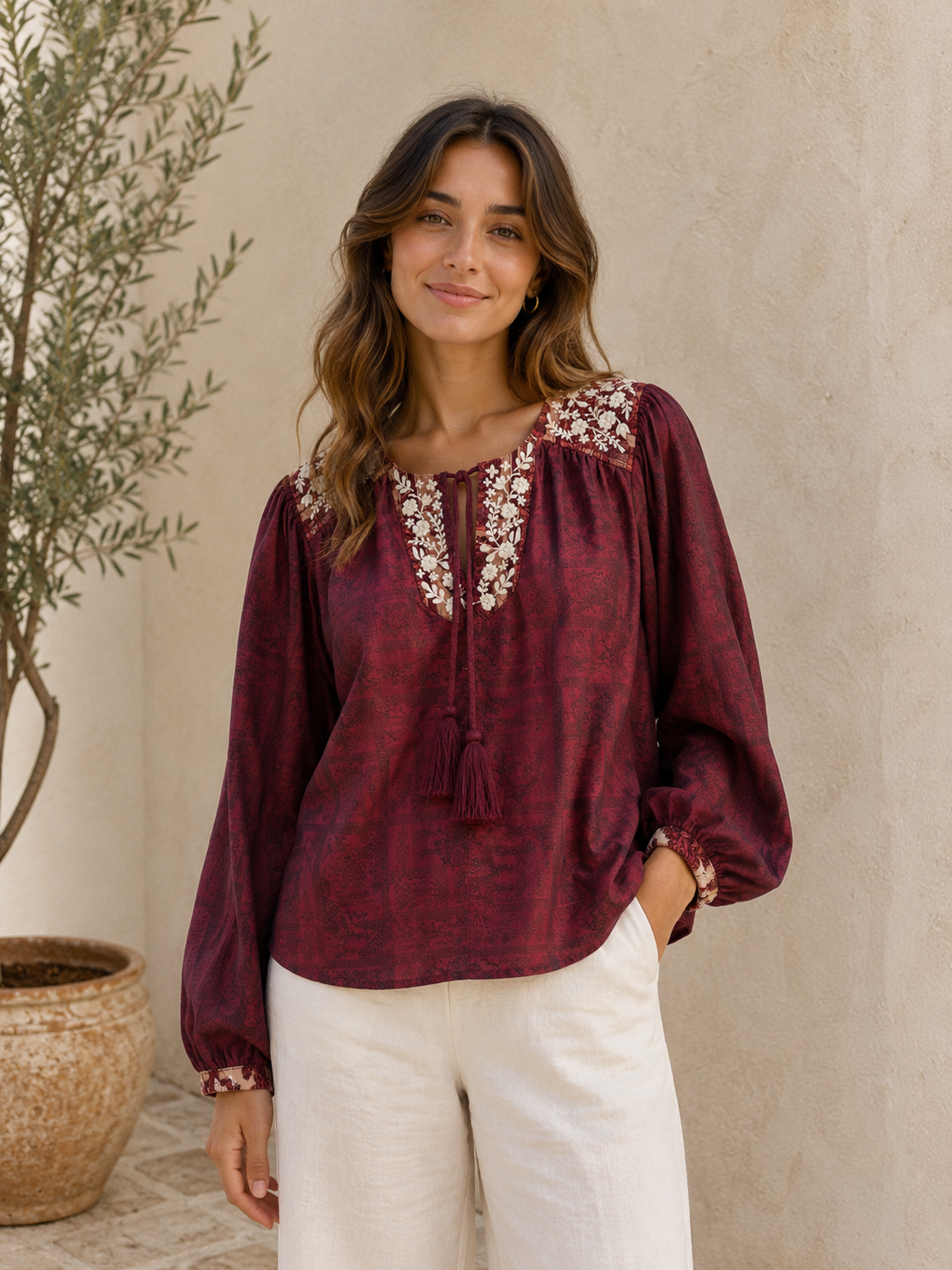 Lolita Embroidered Silk Blouse 022 - M