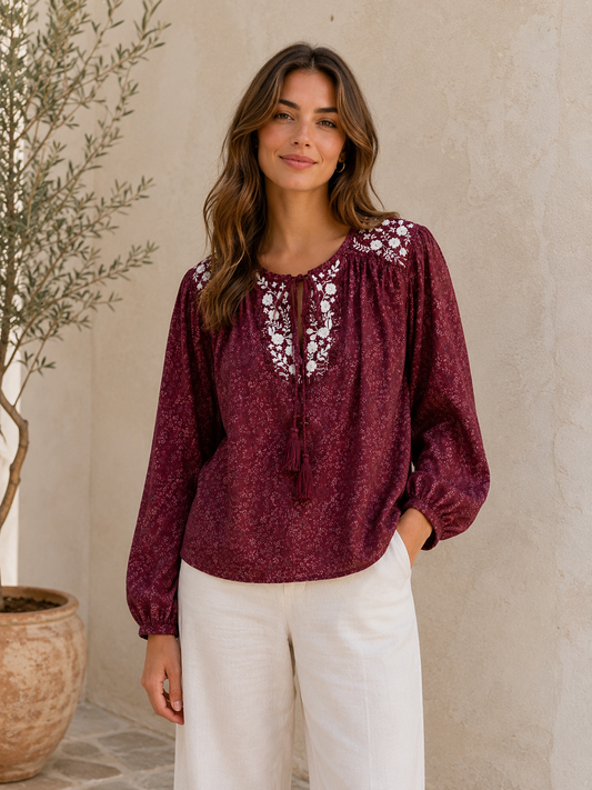 Lolita Embroidered Silk Blouse 118 - M
