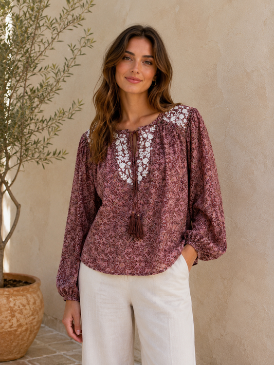 Lolita Embroidered Silk Blouse 126 - M