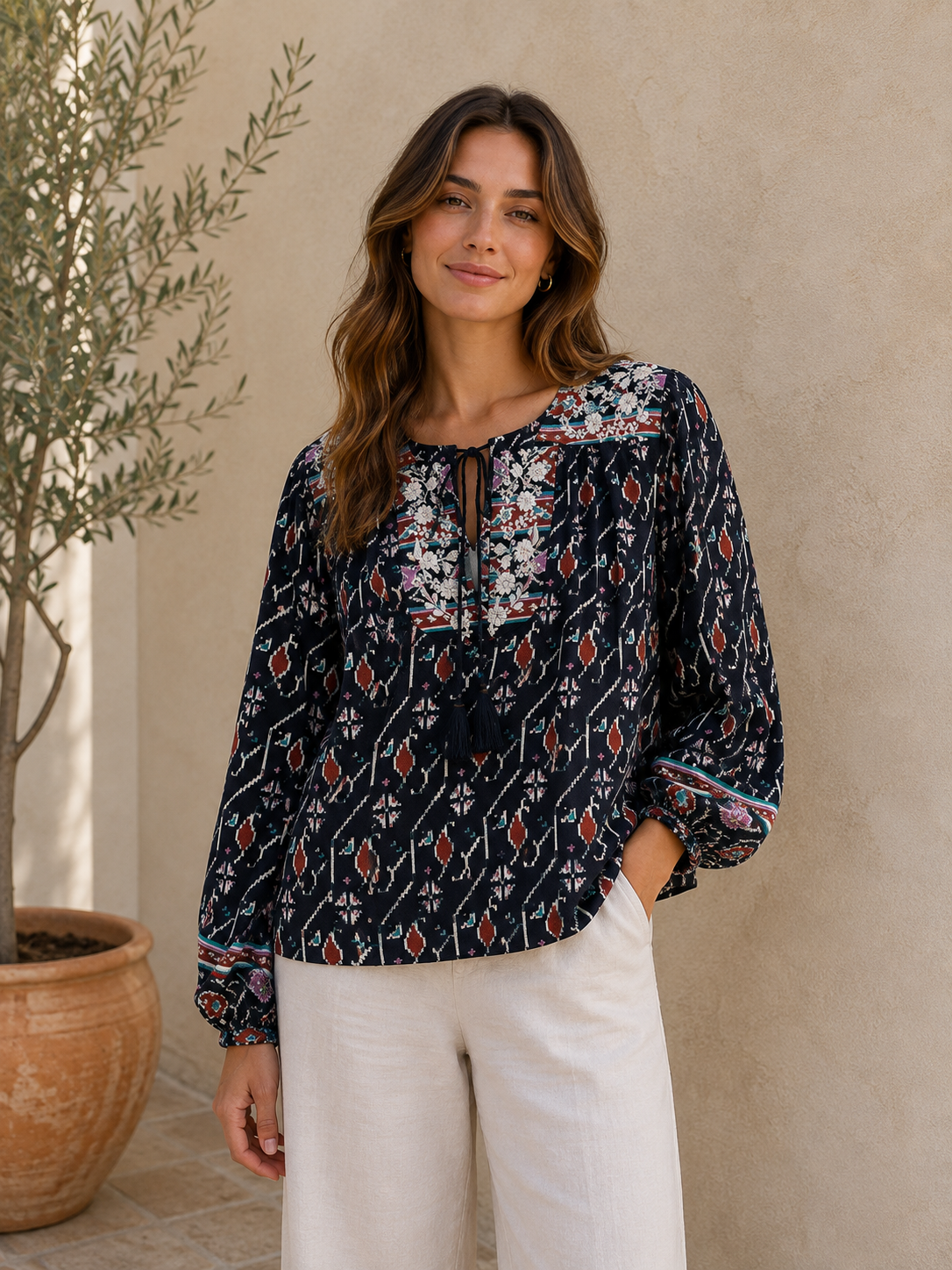 Lolita Embroidered Silk Blouse 127 -  M