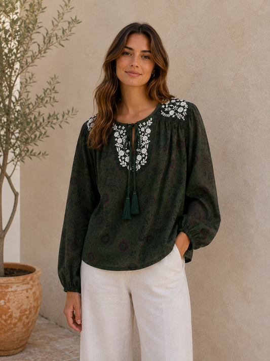 Lolita Embroidered Silk Blouse 134 - M