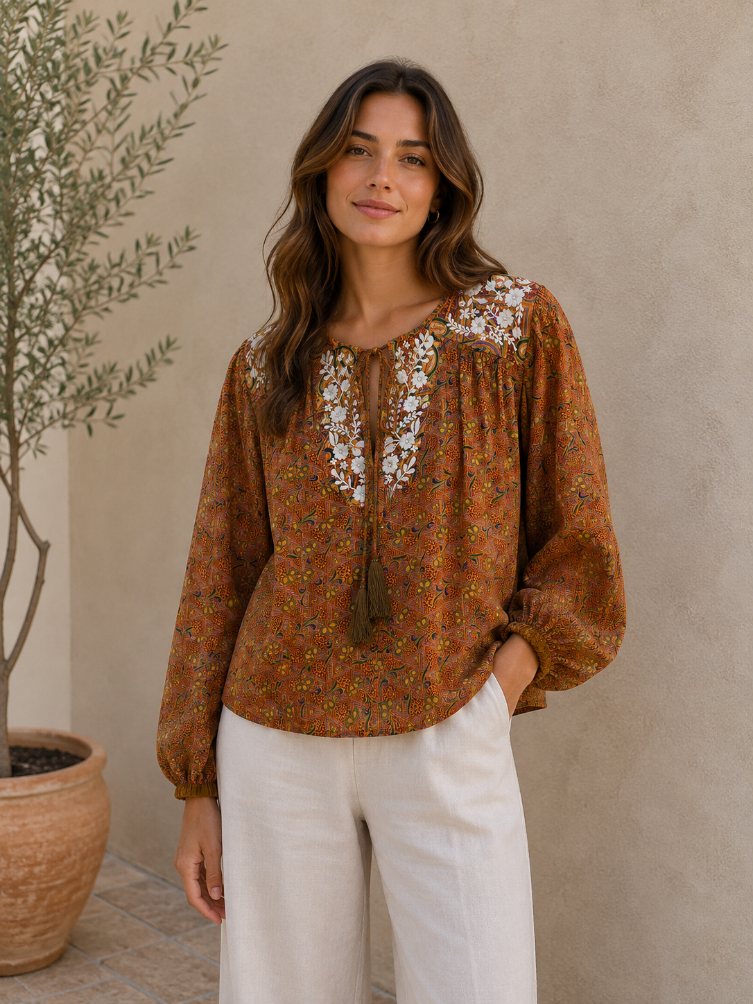 Lolita Embroidered Silk Blouse 042 - L