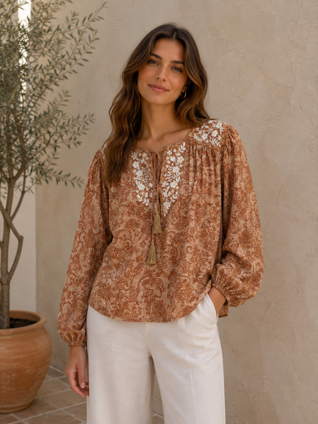 Lolita Embroidered Silk Blouse 195 - L