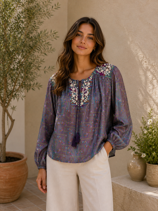 Lolita Embroidered Silk Blouse  193 - XXXL