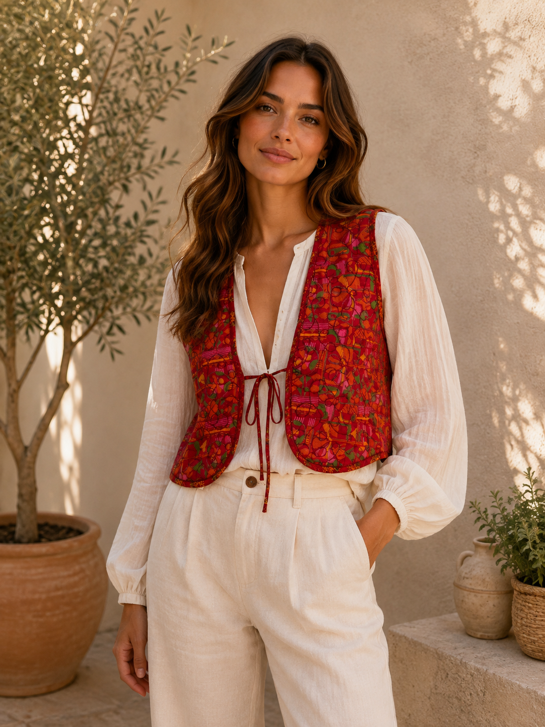 Melissa Cotton & Silk Reversible Waistcoat XS - 048