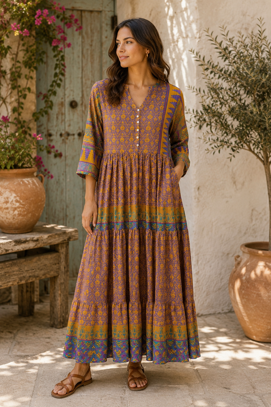 Prairie V-neck Silk Dress S - 069