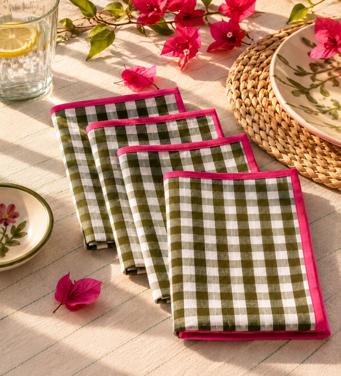 Napkins - Set of 4 - Olive Gingham