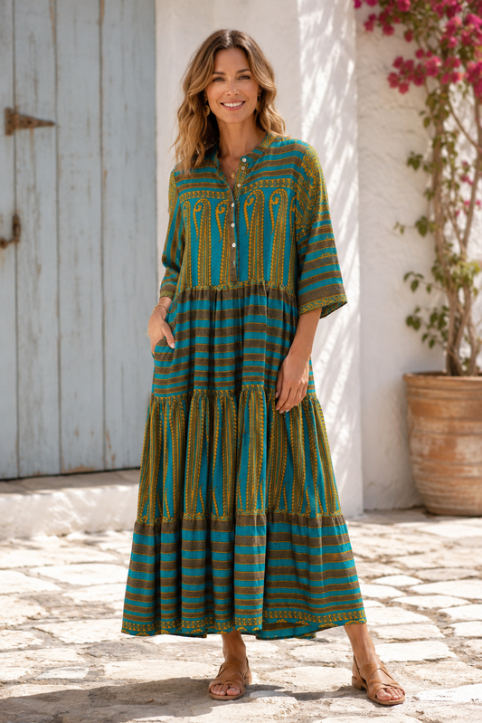 Prairie Round Neck Silk Dress S  - 010