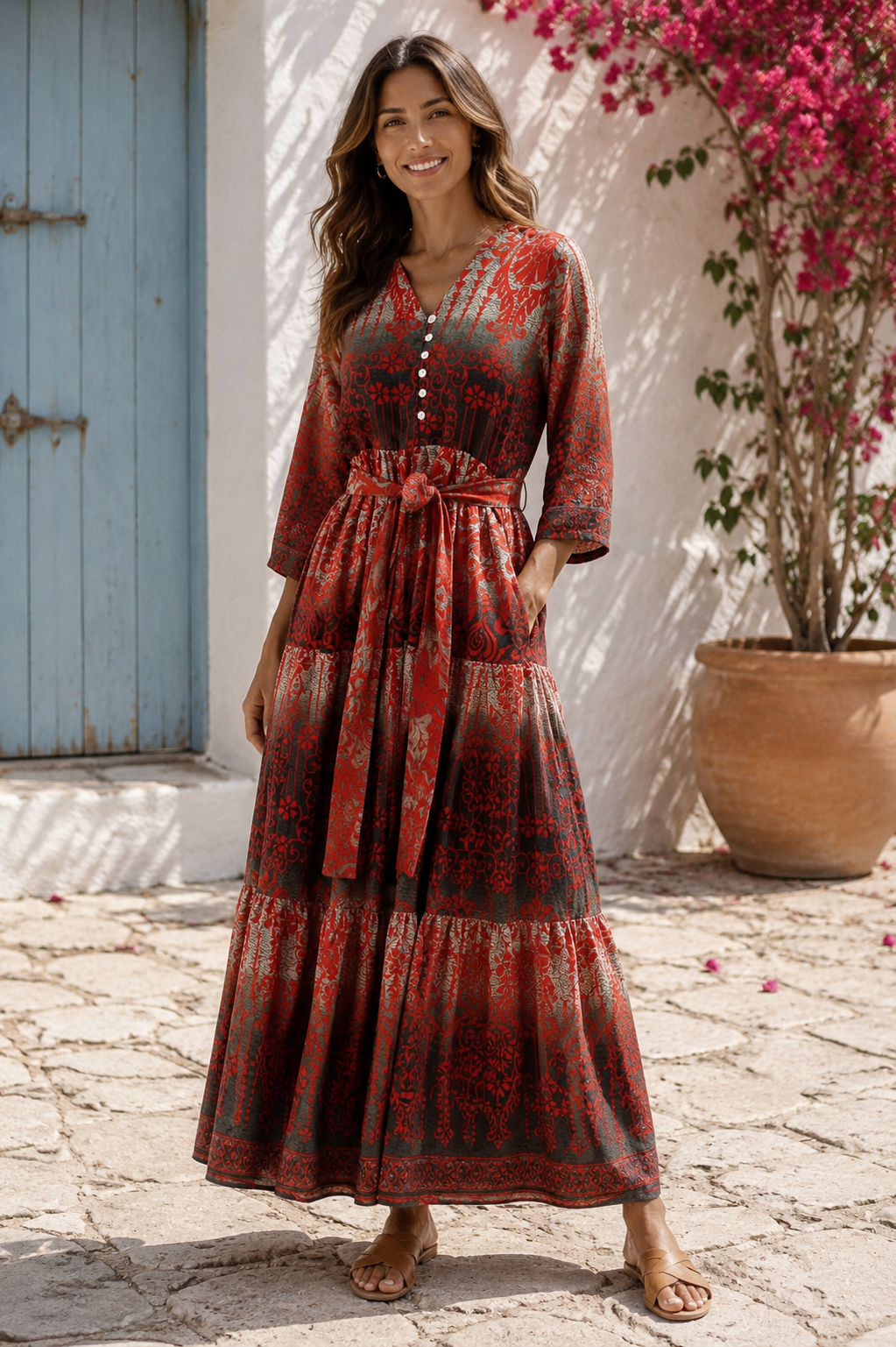 Prairie V-neck Silk Dress S - 010