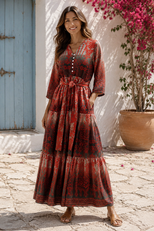Prairie V-neck Silk Dress S - 010