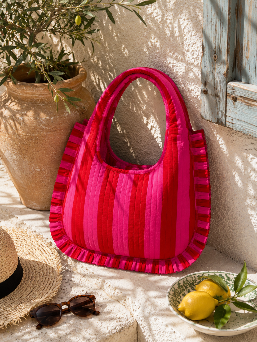 Ruffle Bag - Bougainvillea