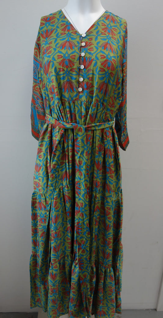 Prairie V-neck Silk Dress S - 007