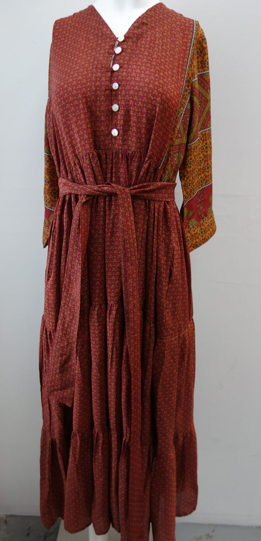 Prairie V-neck Silk Dress S - 008