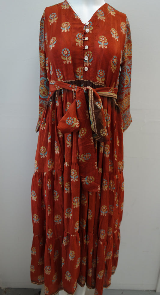 Prairie V-neck Silk Dress S - 0013