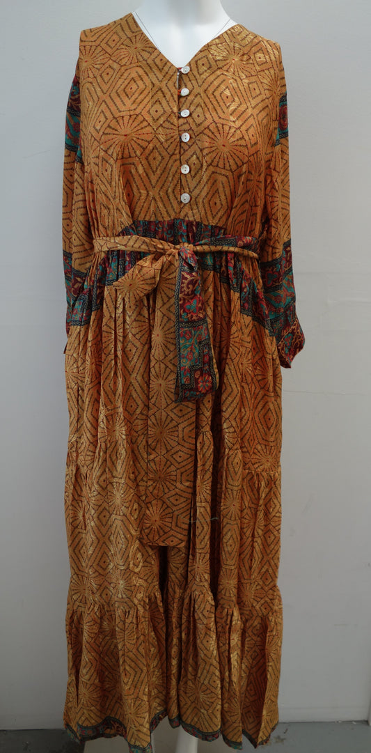 Prairie V-neck Silk Dress XL - 023