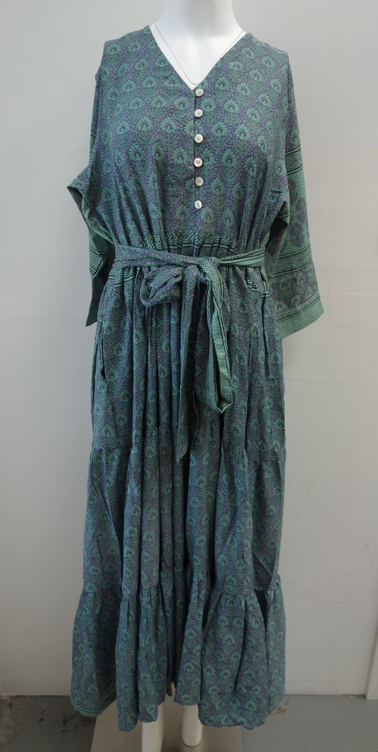 Prairie V-neck Silk Dress XL - 024