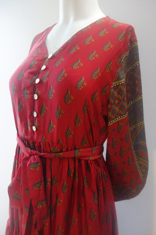 Prairie V-neck Silk Dress M - 040