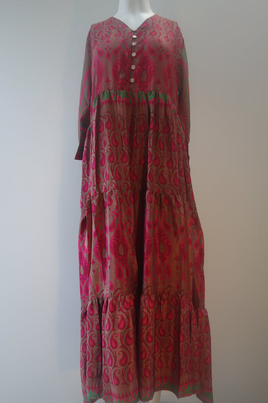 Prairie V-neck Silk Dress L - 049