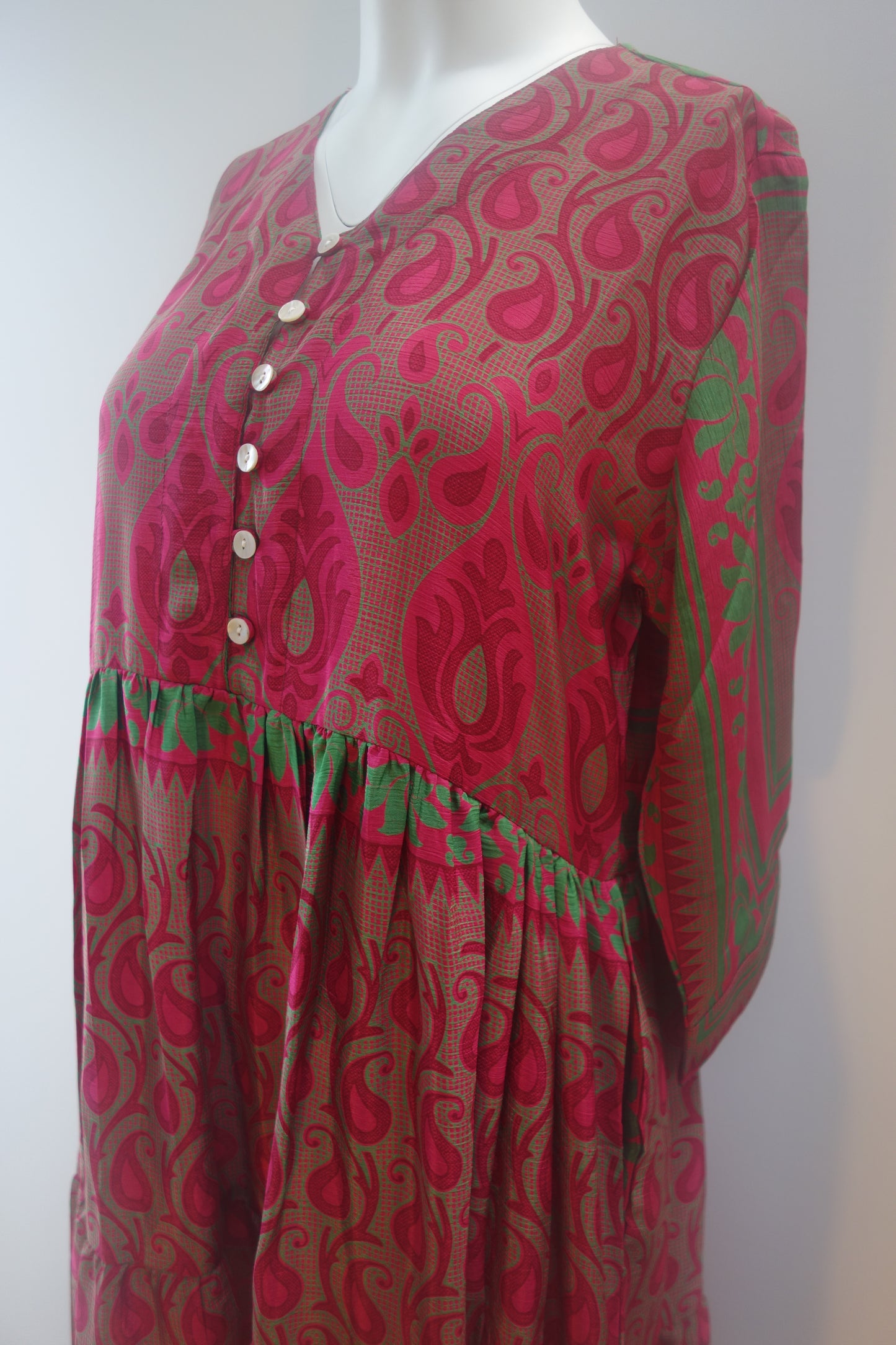 Prairie V-neck Silk Dress L - 049