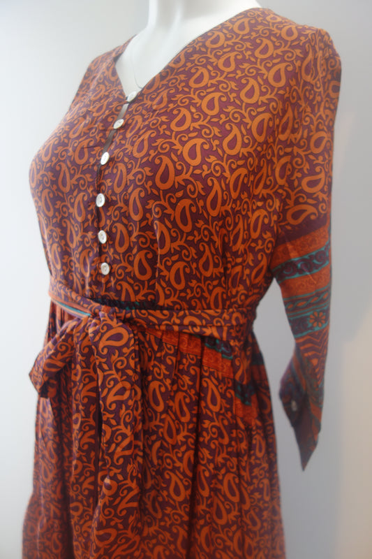 Prairie V-neck Silk Dress L - 050