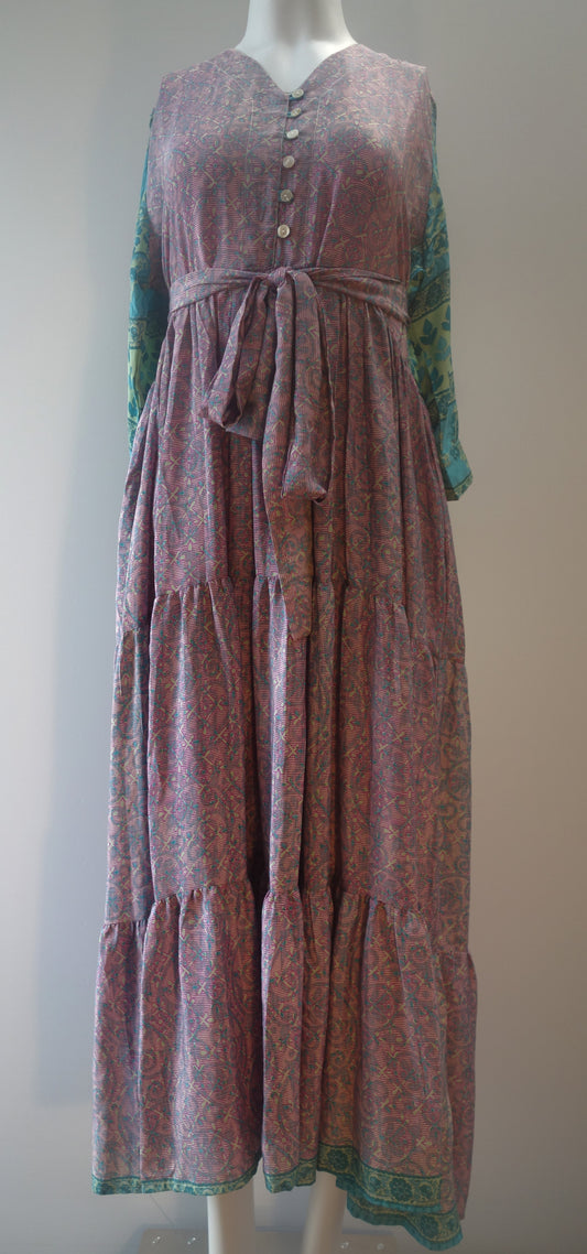 Prairie V-neck Silk Dress L - 051