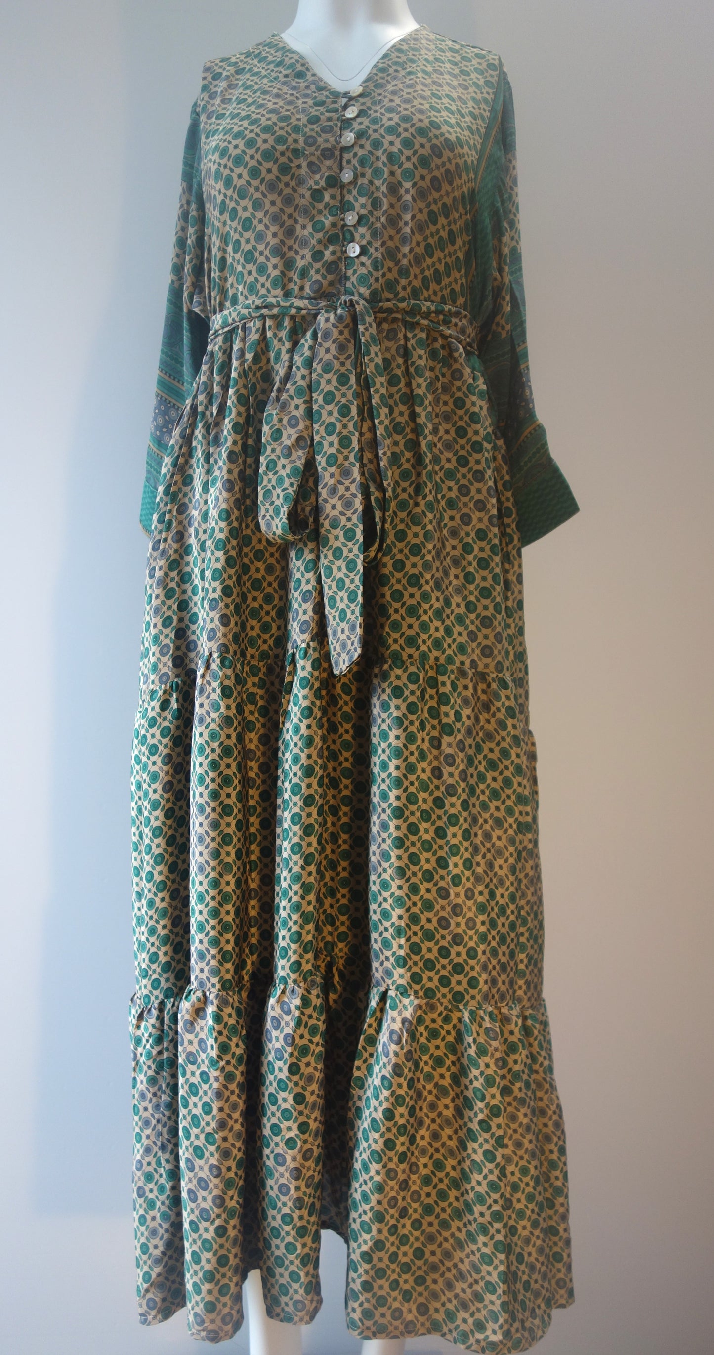 Prairie V-neck Silk Dress XL - 053