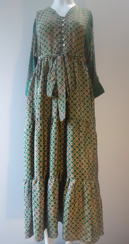 Prairie V-neck Silk Dress XL - 053