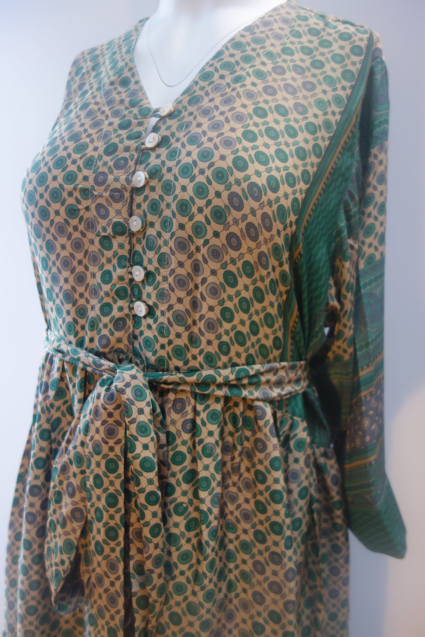 Prairie V-neck Silk Dress XL - 053