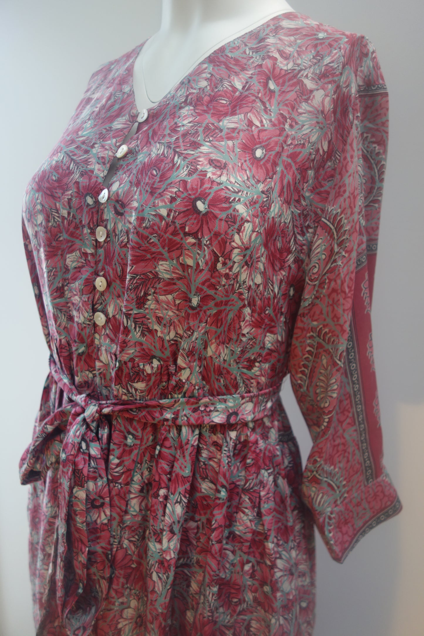 Prairie V-neck Silk Dress XL - 056