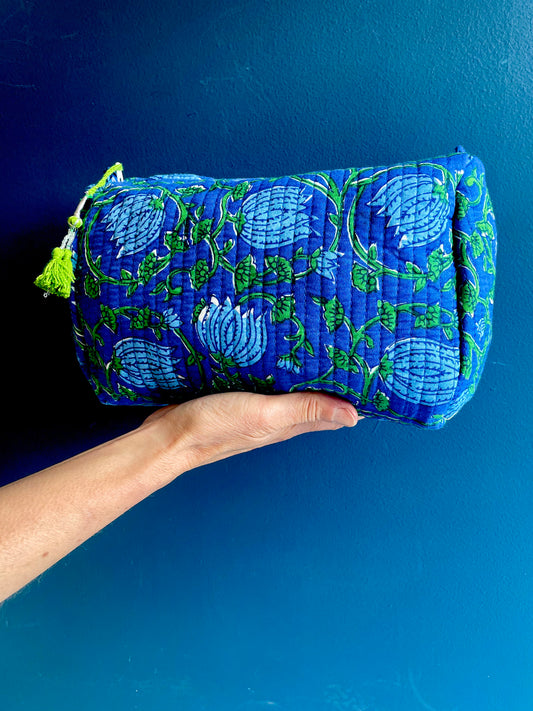 Washbag - Blue and green Floral