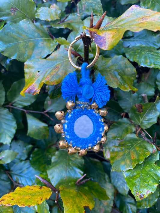 Bell Mirror Keyring Teal