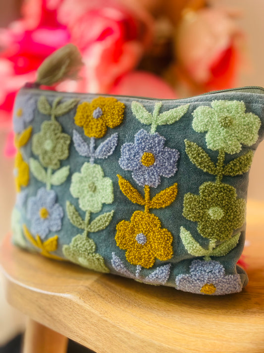 Rambling Flower Pouch - Blue & Cowslip