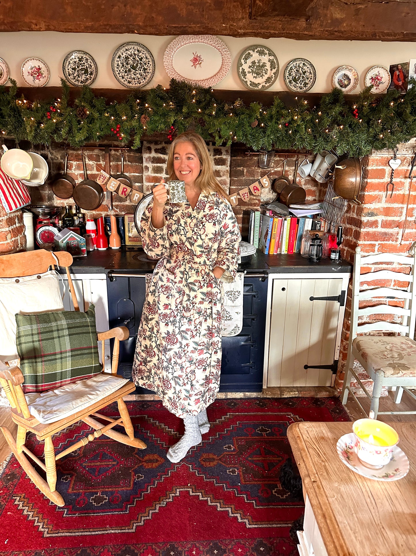 Quilted Dressing Gown - Vintage Rose