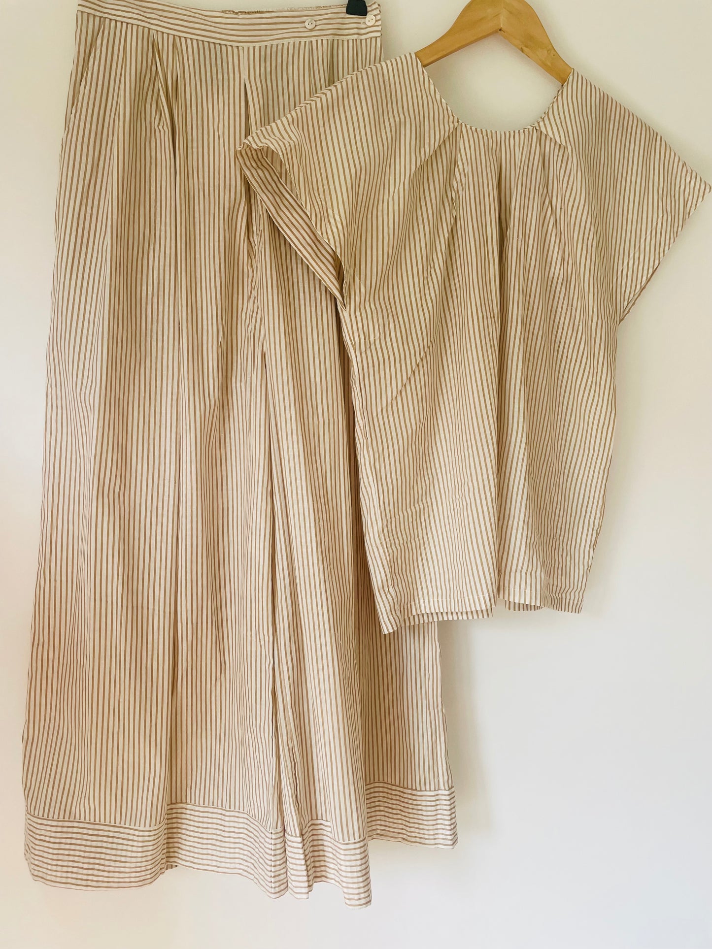 Palazzo Trousers - Sand Stripe
