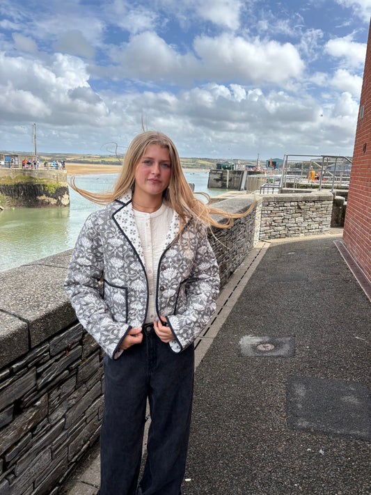 Sample Quilted Jacket - Grey Flower
