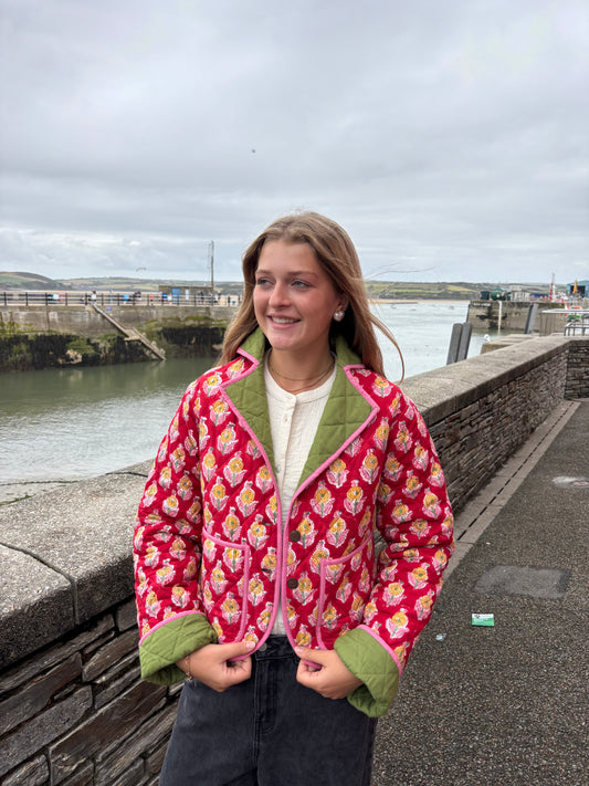 Sample Quilted Cropped Jacket - Ruby