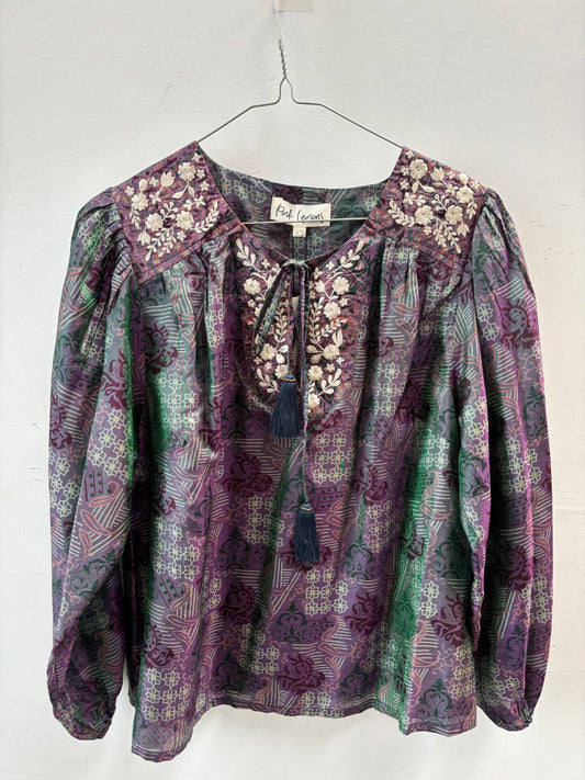 Lolita Embroidered Silk Blouse XS - 003