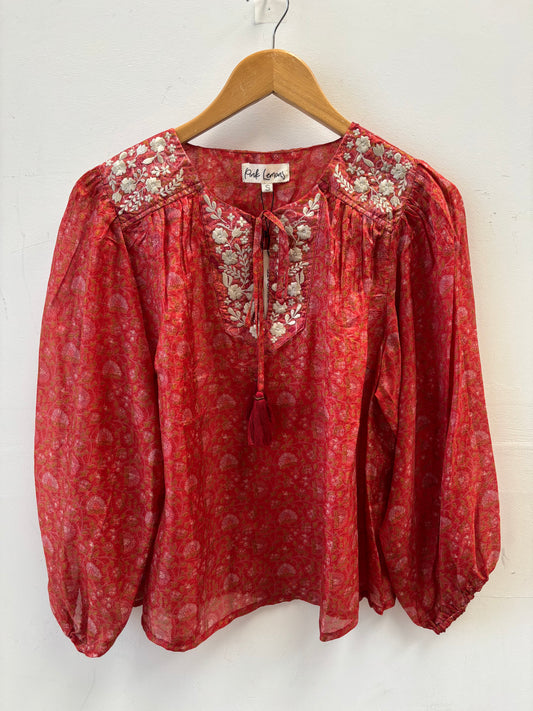 Lolita Embroidered Silk Blouse S - 006