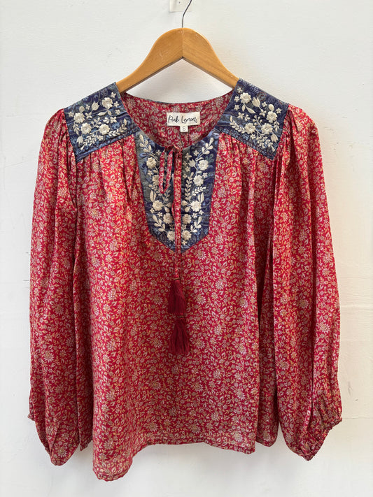 Lolita Embroidered Silk Blouse S - 007