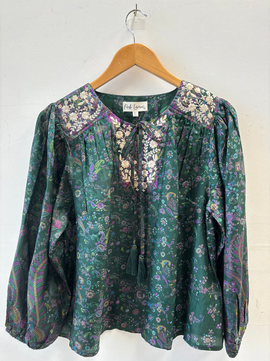 Lolita Embroidered Silk Blouse S - 009
