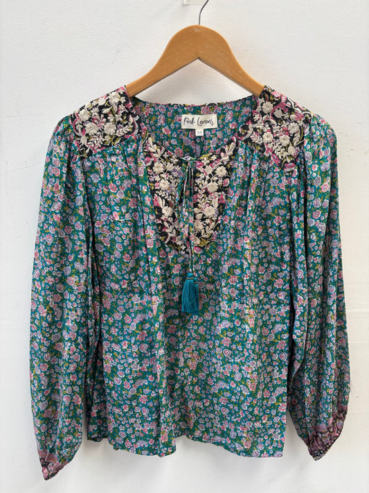 Lolita Embroidered Silk Blouse M - 014