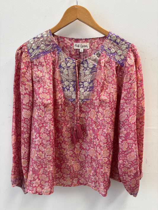 Lolita Embroidered Silk Blouse M - 015