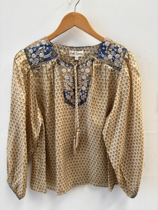 Lolita Embroidered Silk Blouse M - 016