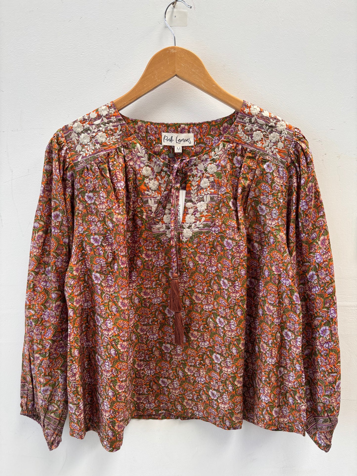 Lolita Embroidered Silk Blouse M - 020