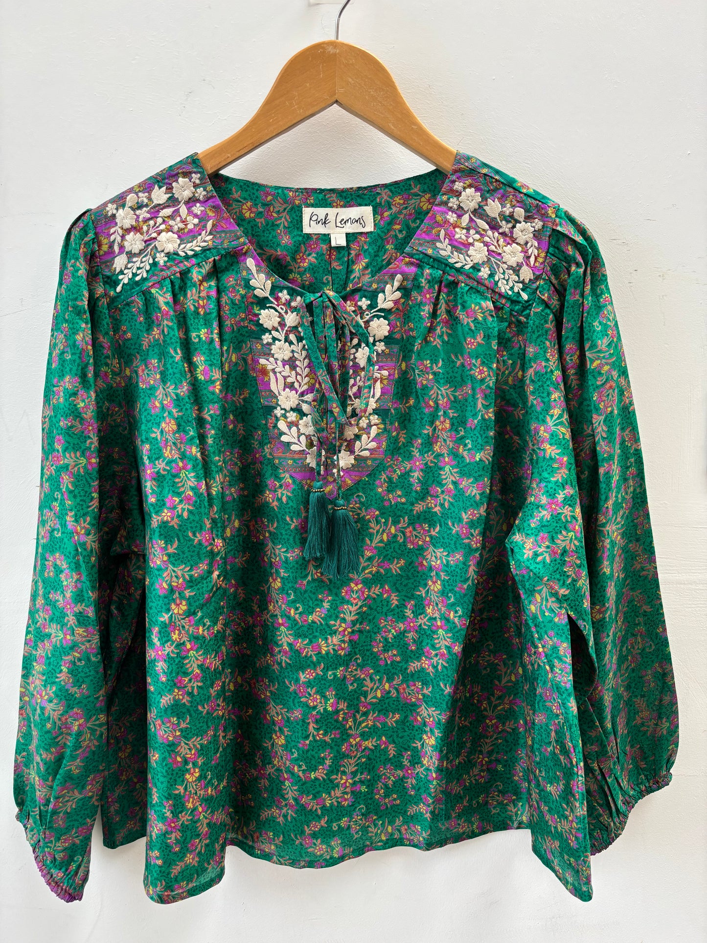 Lolita Embroidered Silk Blouse L - 199