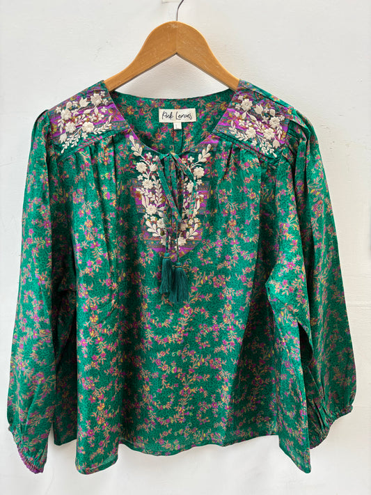 Lolita Embroidered Silk Blouse L - 199