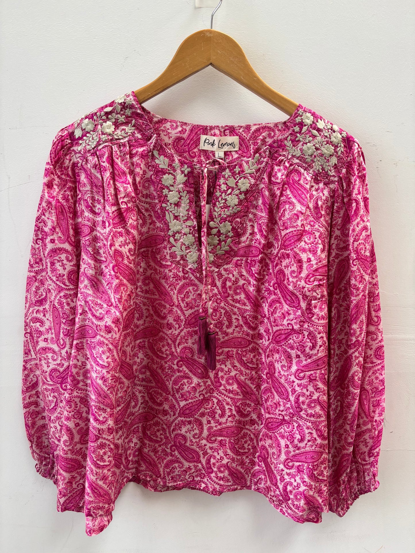 Lolita Embroidered Silk Blouse L - 198
