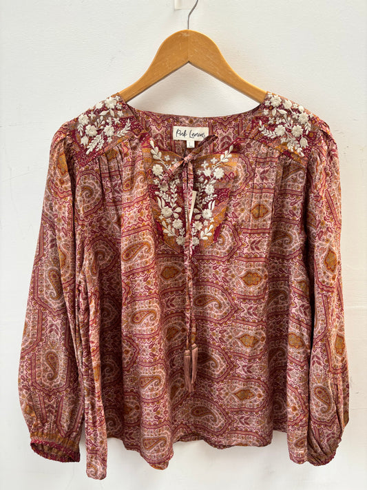 Lolita Embroidered Silk Blouse L - 197